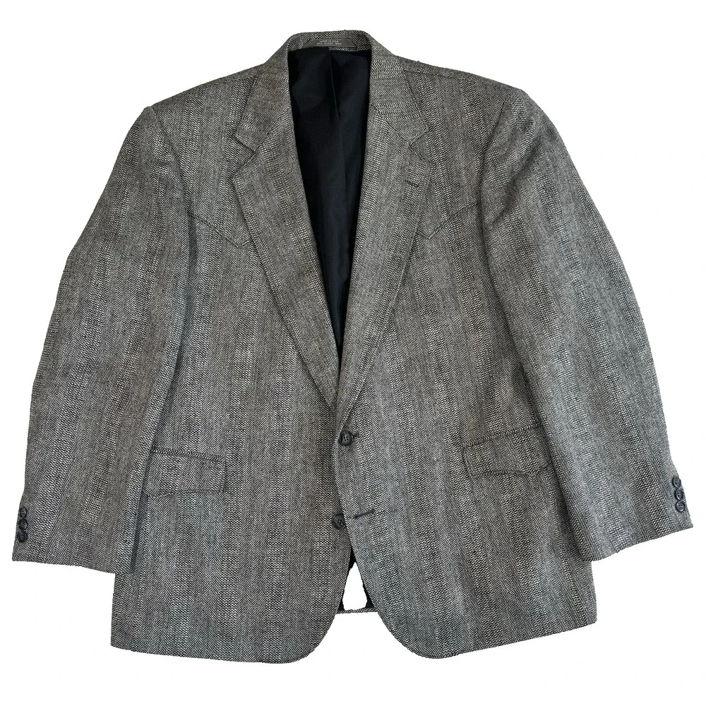 black‎ white herringbone Taos Country Western blazer jacket sport suit coat 46 R